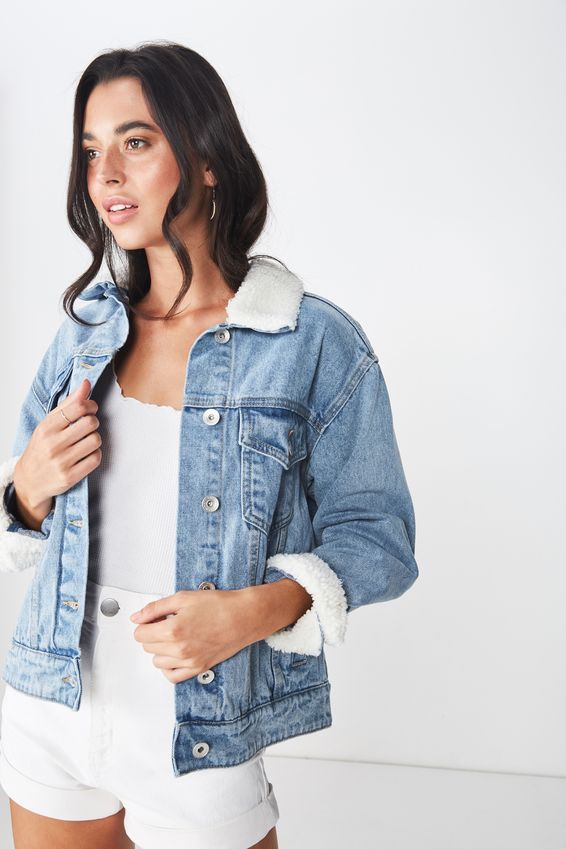 Boyfriend Sherpa Trucker Denim Jacket